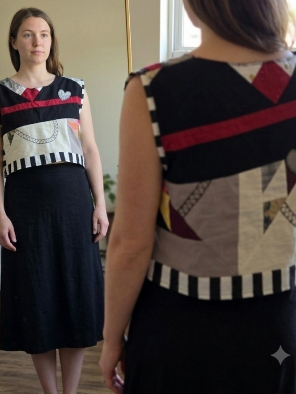 Upcycled Vtg Quilt Cropped Top S-M Handmade Dont Throw It Out
